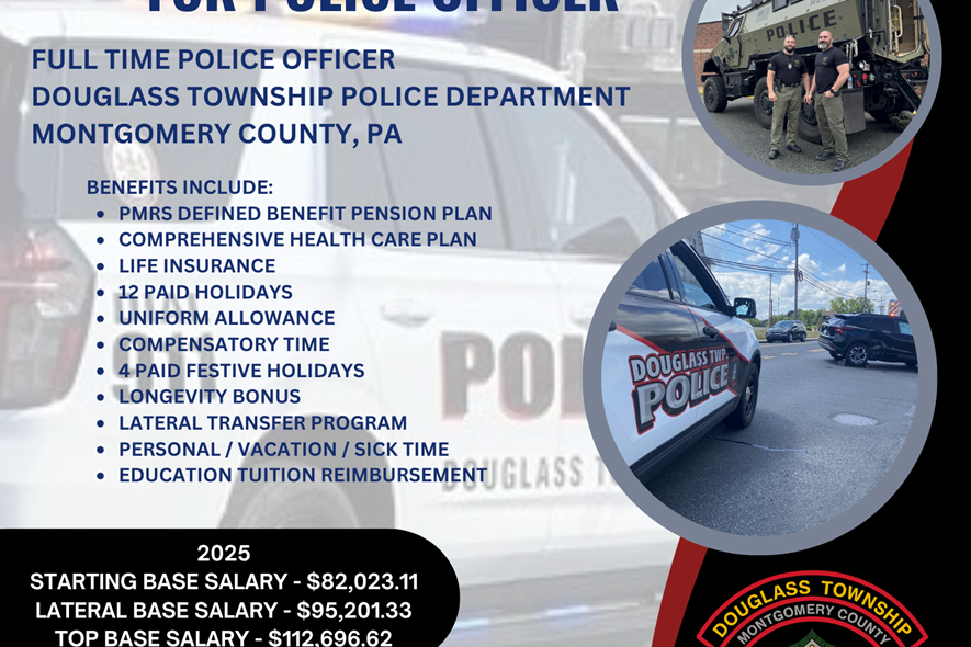 Douglass Township Police Department Hiring Full Time Police Officer